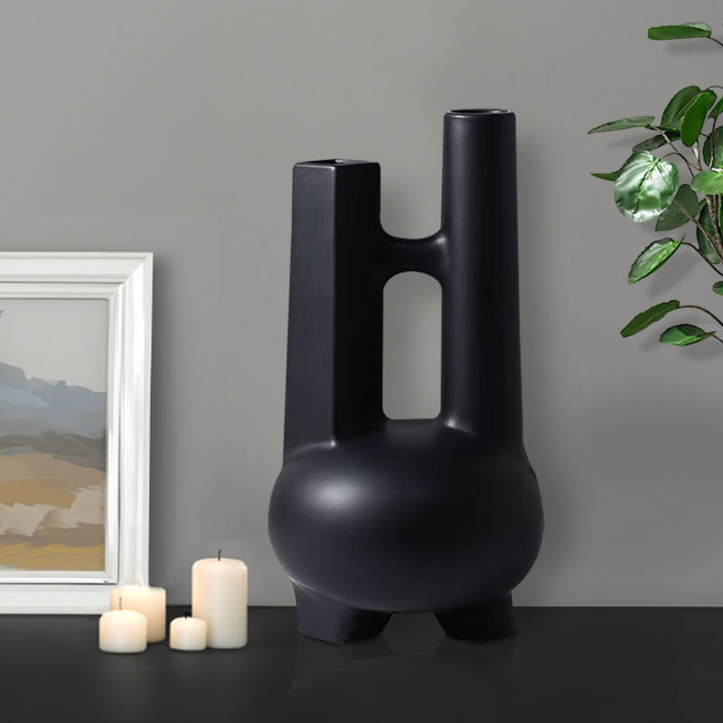 SOGA 2X Ornament Modern Geometric Vase Minimalist Double Tube Abstract Sculpture for Home Décor