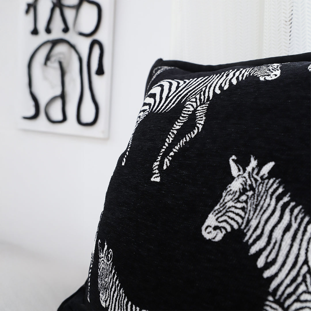 SOGA 50cm Throw Pillow Black Light Luxury Zebra Square Pillow for Home Decor