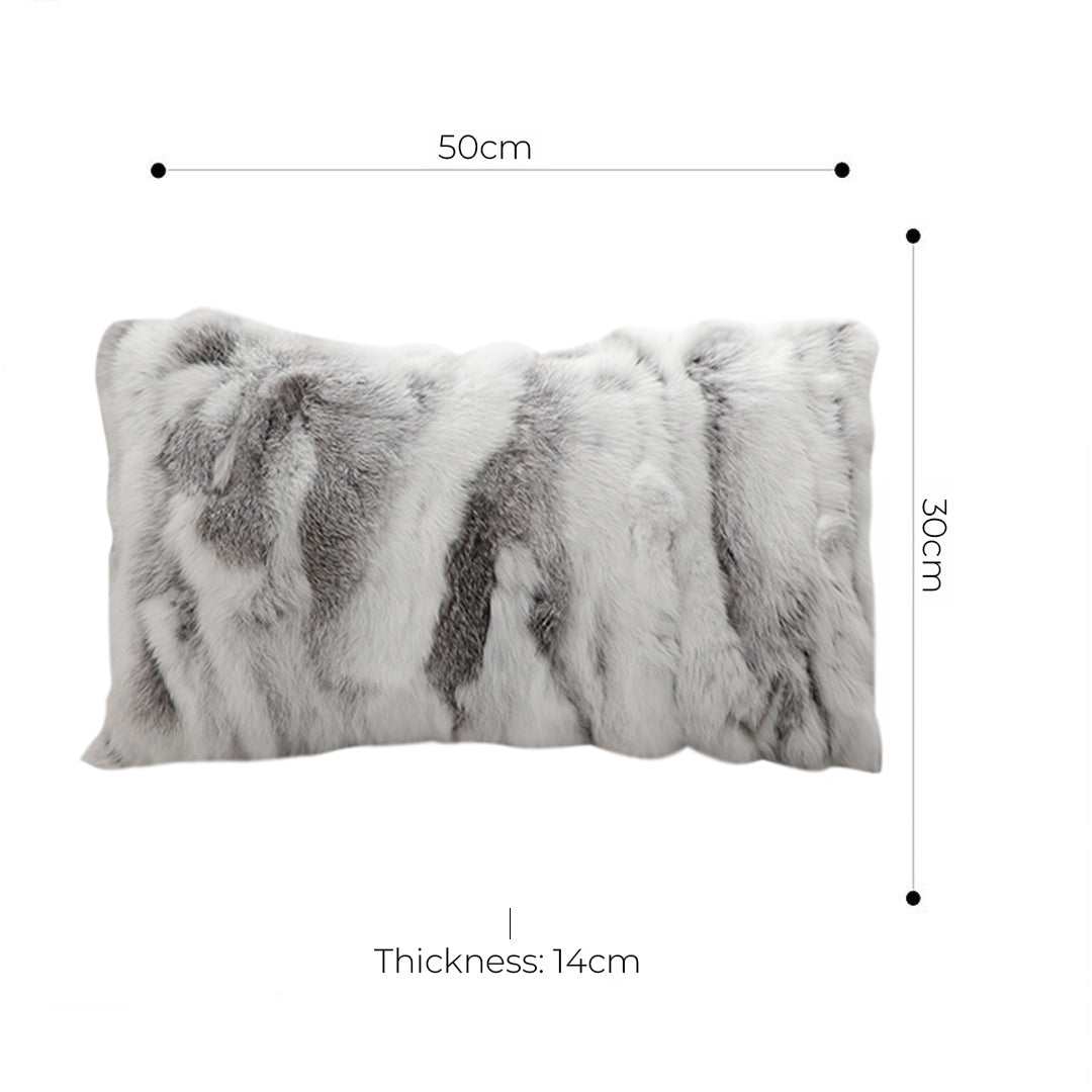 SOGA 2X 30cm Throw Pillow Floral Gray Rabbit Fur Lumbar Warm Cozy Decorative Cushion Home Decor