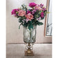 SOGA European Clear Glass Cylinder Flower Vase Solid Base with Gold Metal Pattern