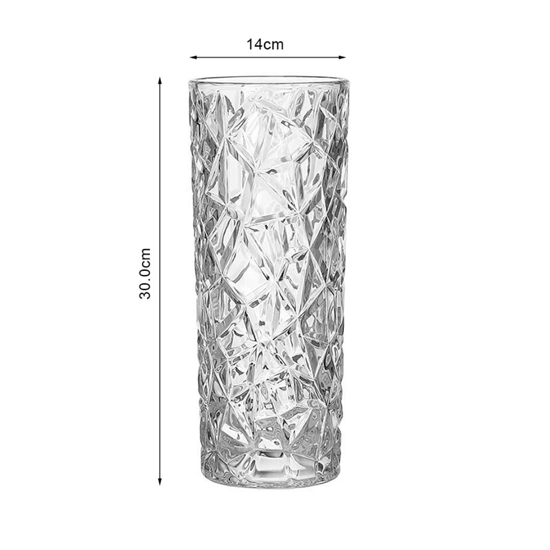 SOGA 14cmx30cm Heavy Duty Glass Vase Crystal Clear Design for Home Décor