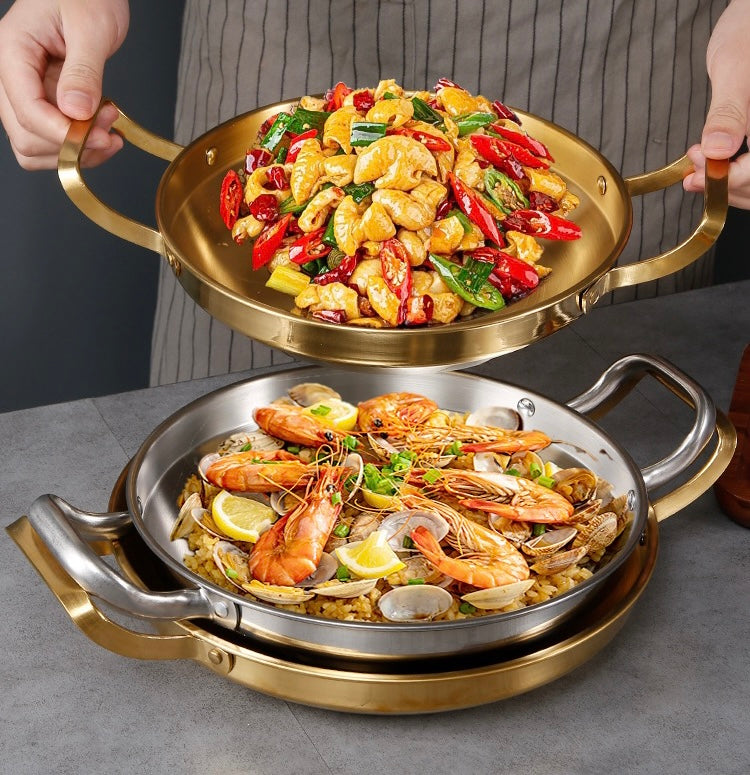 Soga 24cm Dry Pot, Gold Plated 202 Material Stainless Steel and Kitchen essentials