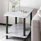 SOGA 2X 60cm White Ceramic Side Table Stone Pattern Modern Design with Metal Legs