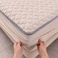SOGA 2X Beige 183cm Wide Mattress Cover Thick Quilted Fleece Stretchable Clover Design Bed Spread Sheet Protector with Pillow Covers