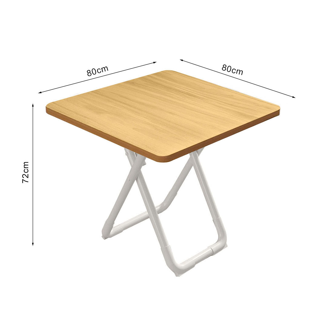 SOGA 80cm Wood Color Board Square Table with White Legs Modern and Stylish Design for Home Decor