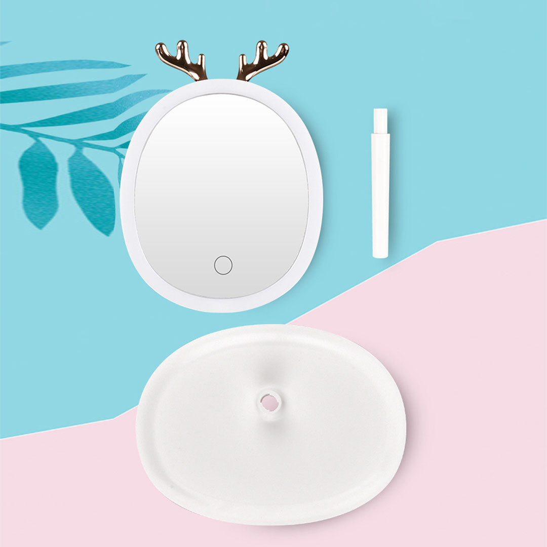 SOGA 2X White Antler LED Light Makeup Mirror Tabletop Vanity Home Decor