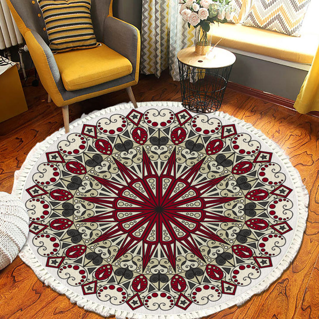 SOGA 2X 120cm Mandala Modern Ethnic Tassel Print Anti-slip Doormat, Home Decor