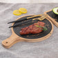 SOGA 2X 30cm Black Circle Wooden Serving Tray Slate Steak Serving Platter Chopping Board Paddle Home Decor