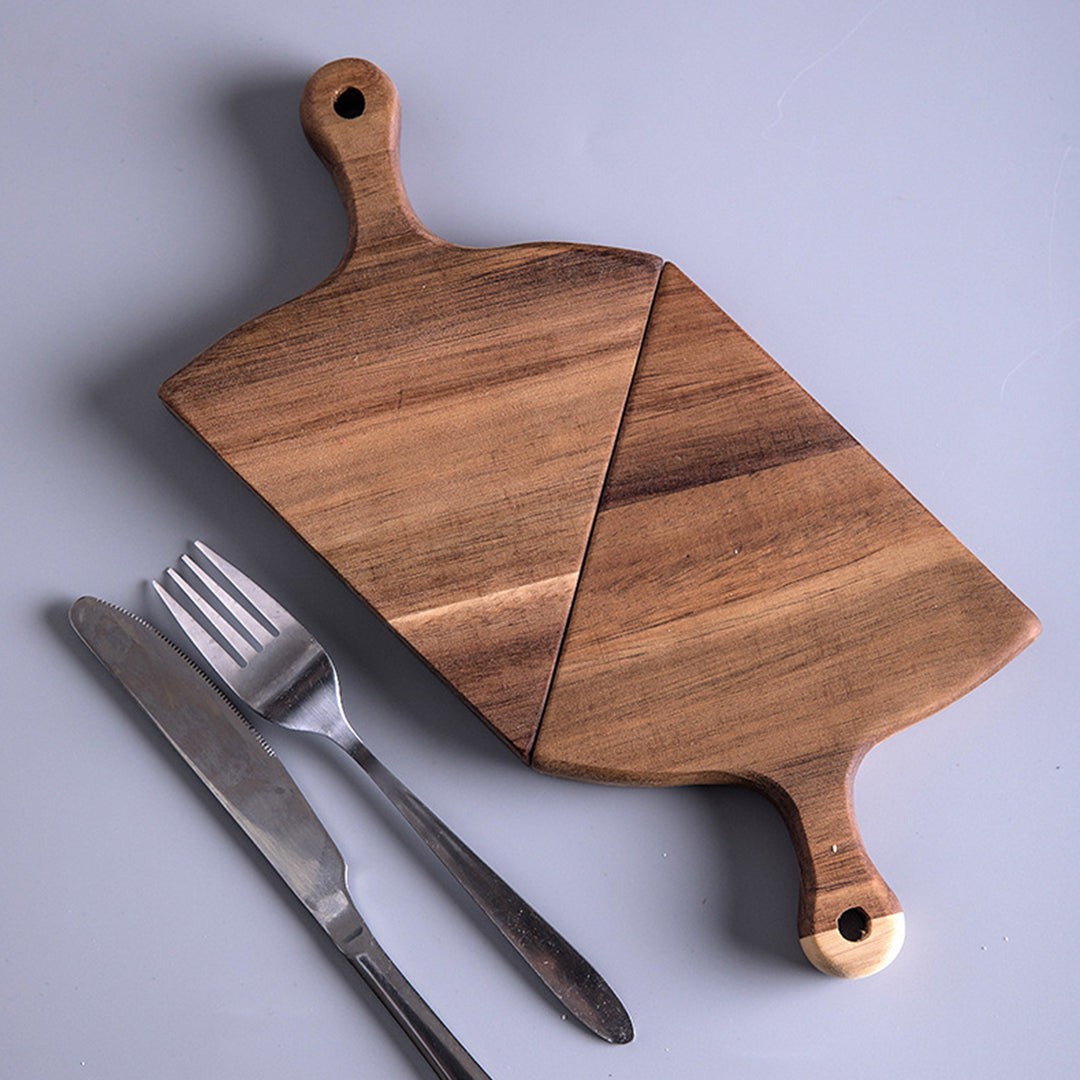 SOGA 6 pcs Brown Round Divisible Wood Pizza Server Food Plate Board Pizza Paddle Cutting Board Home Decor