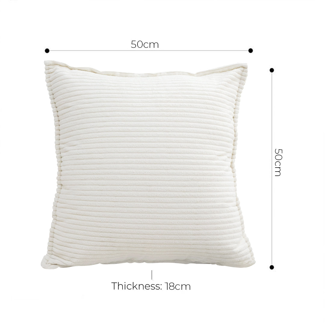 SOGA 50cm Beige Throw Pillow Warm Wabi-sabi Striped Corduroy Square For Home Decor