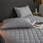 SOGA 2X Grey 183cm Wide Cross-Hatch Mattress Cover Thick Quilted Stretchable Bed Spread Sheet Protector with Pillow Covers