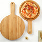 SOGA 2X 6inch Blonde Round Premium Wooden Serving Tray Board Paddle with Handle Home Decor