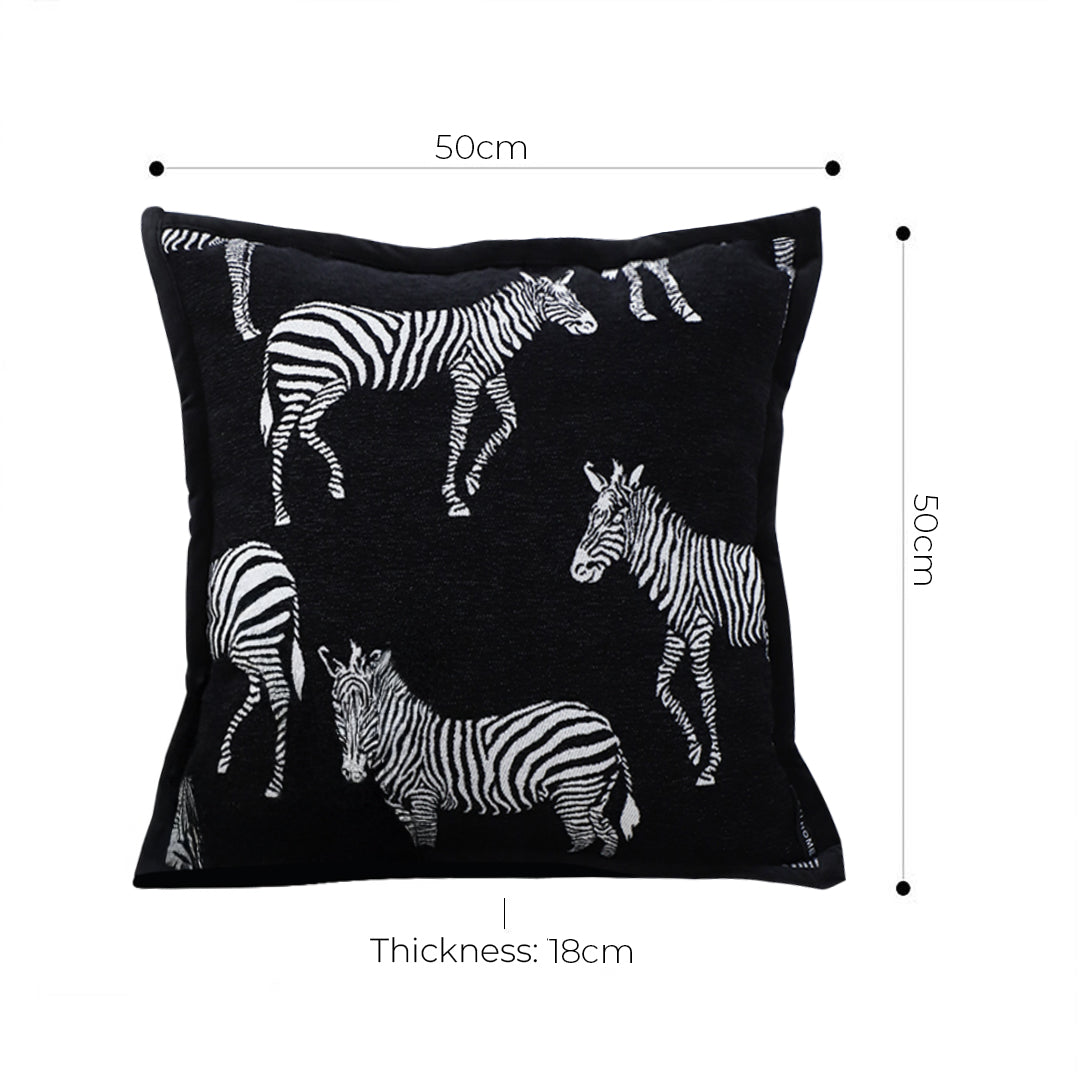 SOGA 50cm Throw Pillow Black Light Luxury Zebra Square Pillow for Home Decor