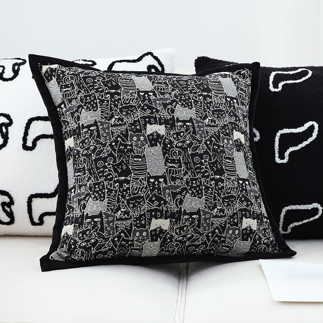 SOGA 2X 45cm Throw Pillow Black Cat Paradise Wide Border Decorative Cushion for Living Room