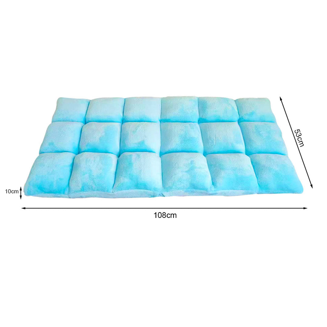 SOGA 2X Floor Recliner Collapsible Lounge Sofa Couch Folding Chair Cushion Light Blue