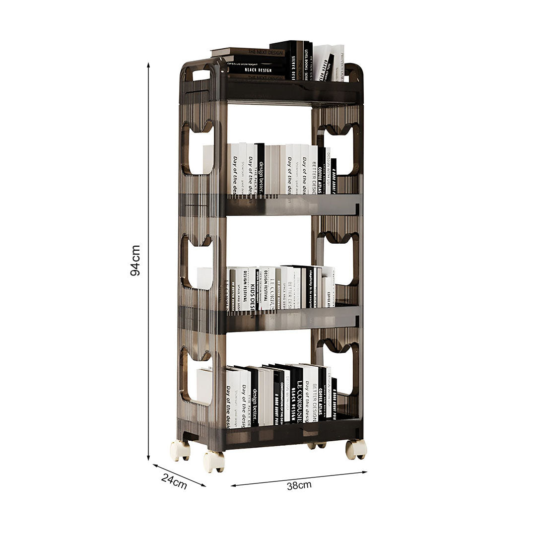 SOGA 2X 38x24cm Black 3 Tier Bookshelf & Cosmetic Storage Organizer Trolley Rack