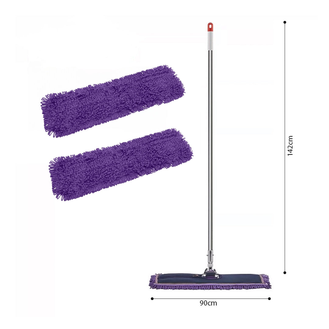 SOGA 90cm Purple Microfiber Flat Mop Floor Cleaning Pads Rotating Dust Remover