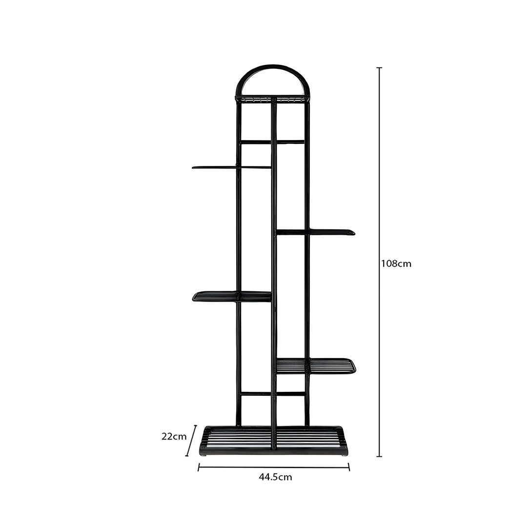SOGA 2X 6 Tier 7 Pots Black Metal Plant Stand Flowerpot Display Shelf Rack Indoor Home Office Decor