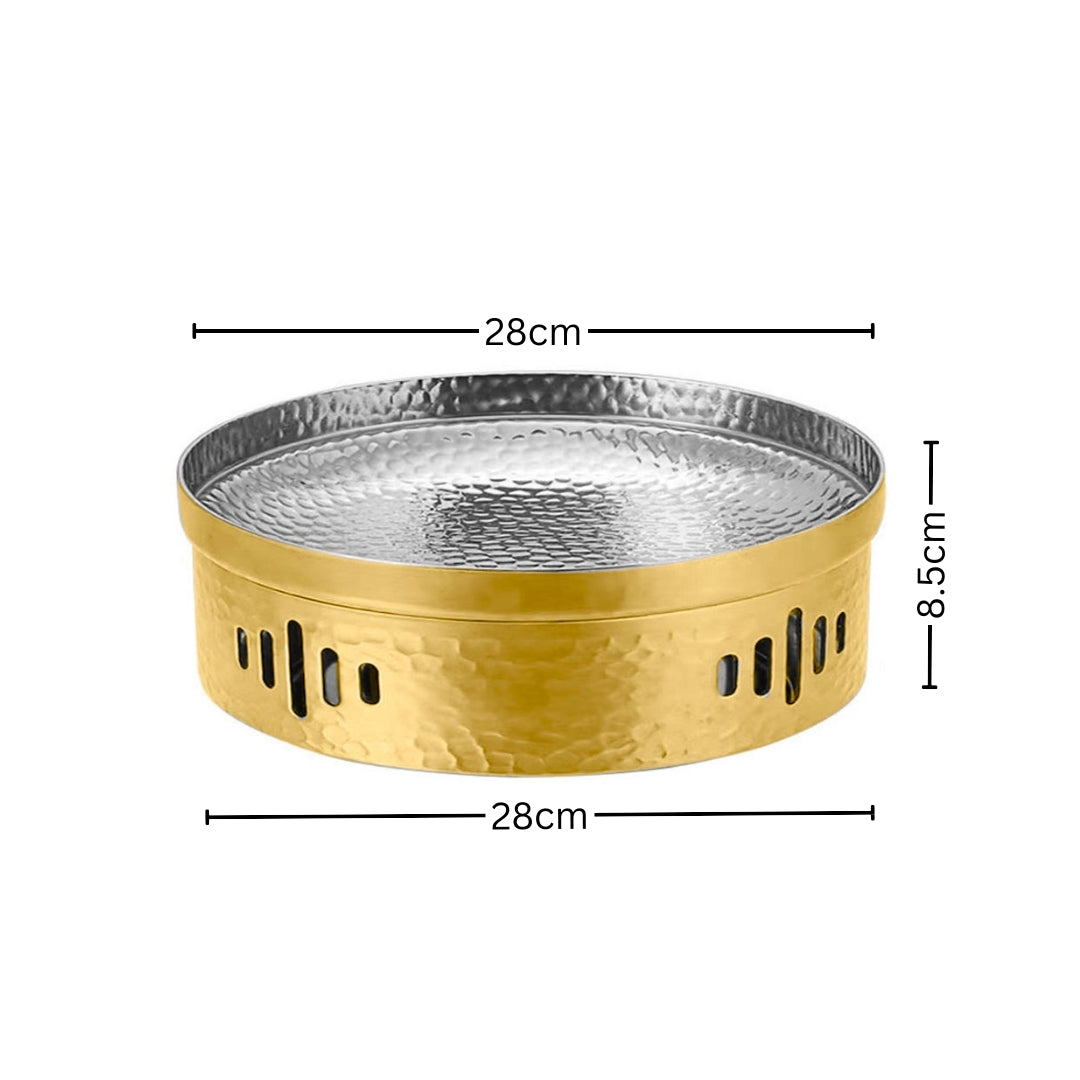 SOGA 28cm Dry Pot with Hammered Texture Natural Gold Color Kitchen Essential