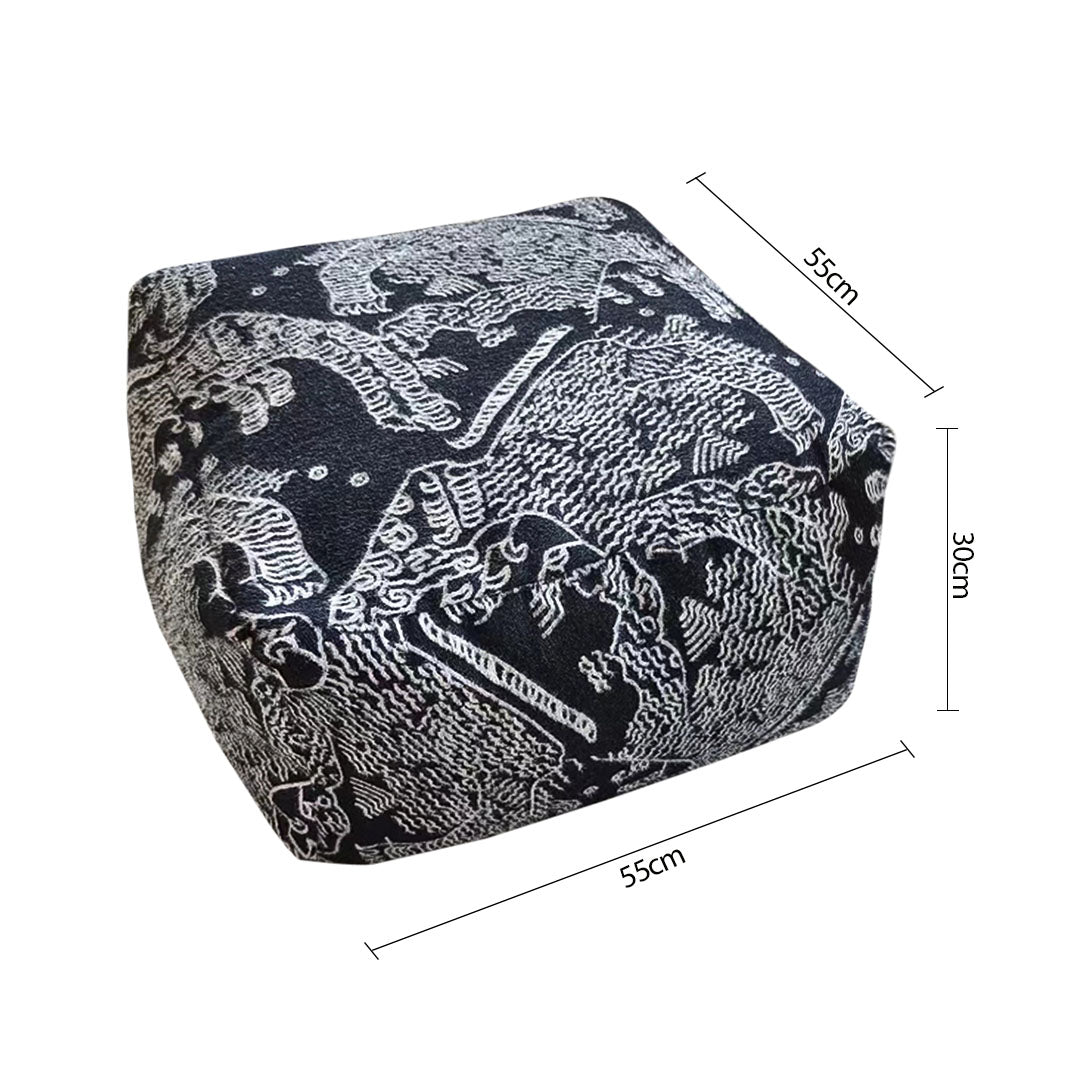SOGA 2X 55x30cm Black Squared Soft Pouffe Seat Cushion Elegant Home Accent Décor Stylish Footstool