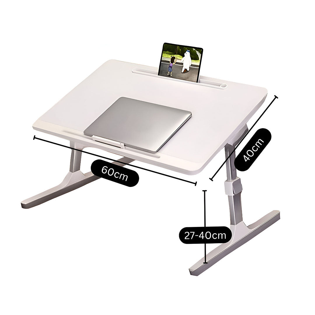 SOGA 60X40cm White Small Laptop Bed Portable Foldable Study Table Adjustable