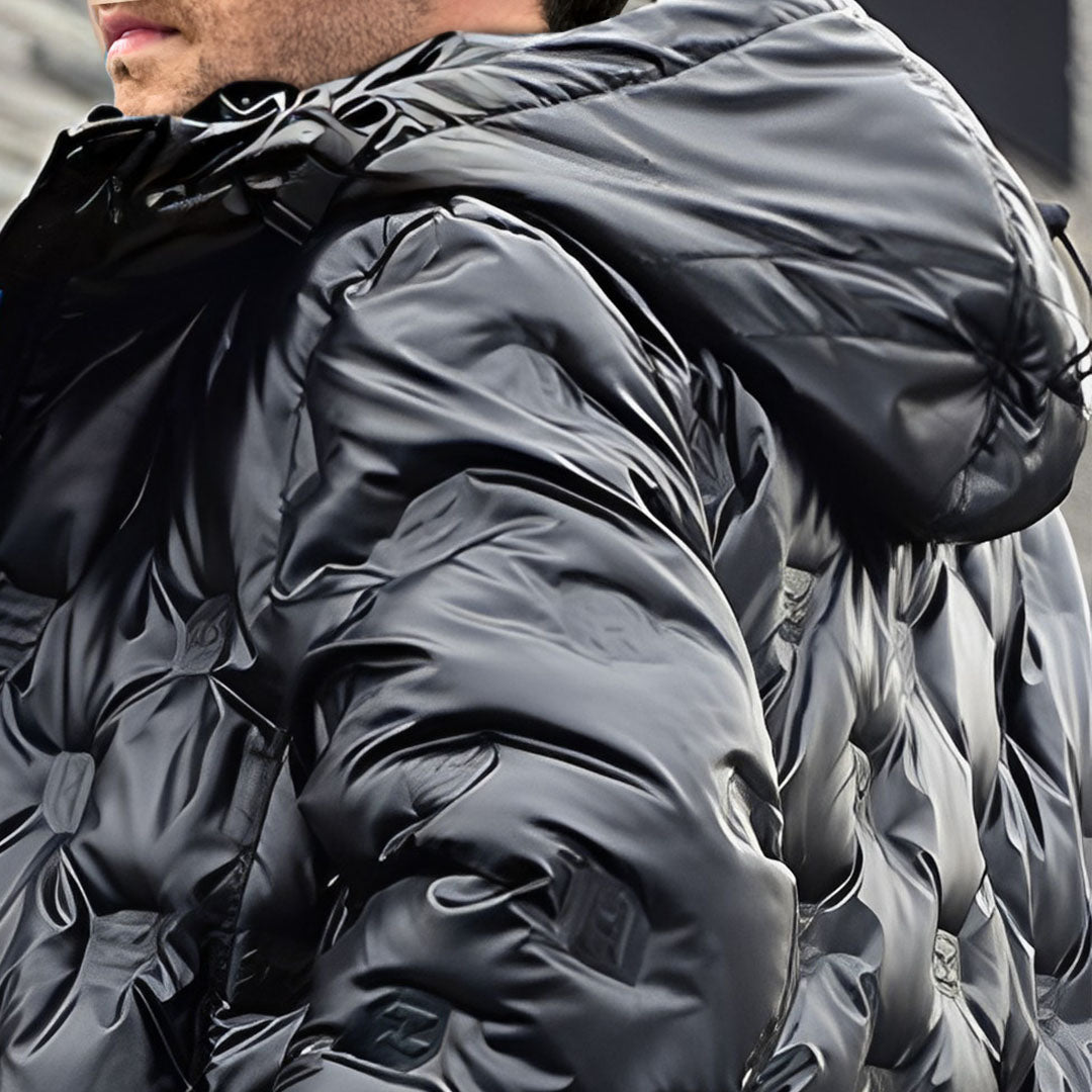 abbee Black 3XL Winter Hooded Glossy Overcoat Long Jacket Stylish Lightweight Quilted Warm Puffer Coat