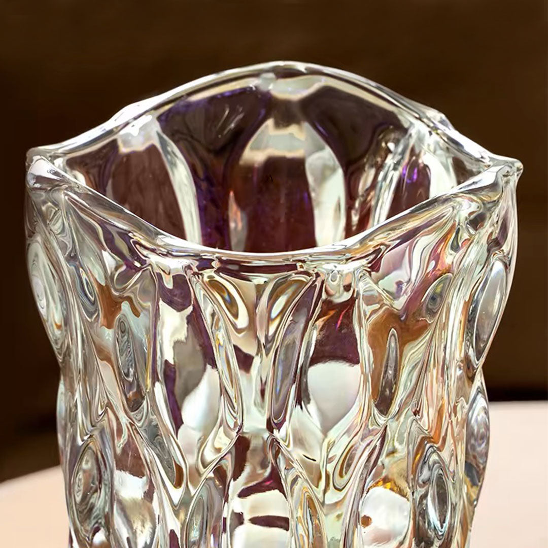 SOGA 29.8cm Golden Amber Glass Crystal Vase Elegant Modern Home Décor