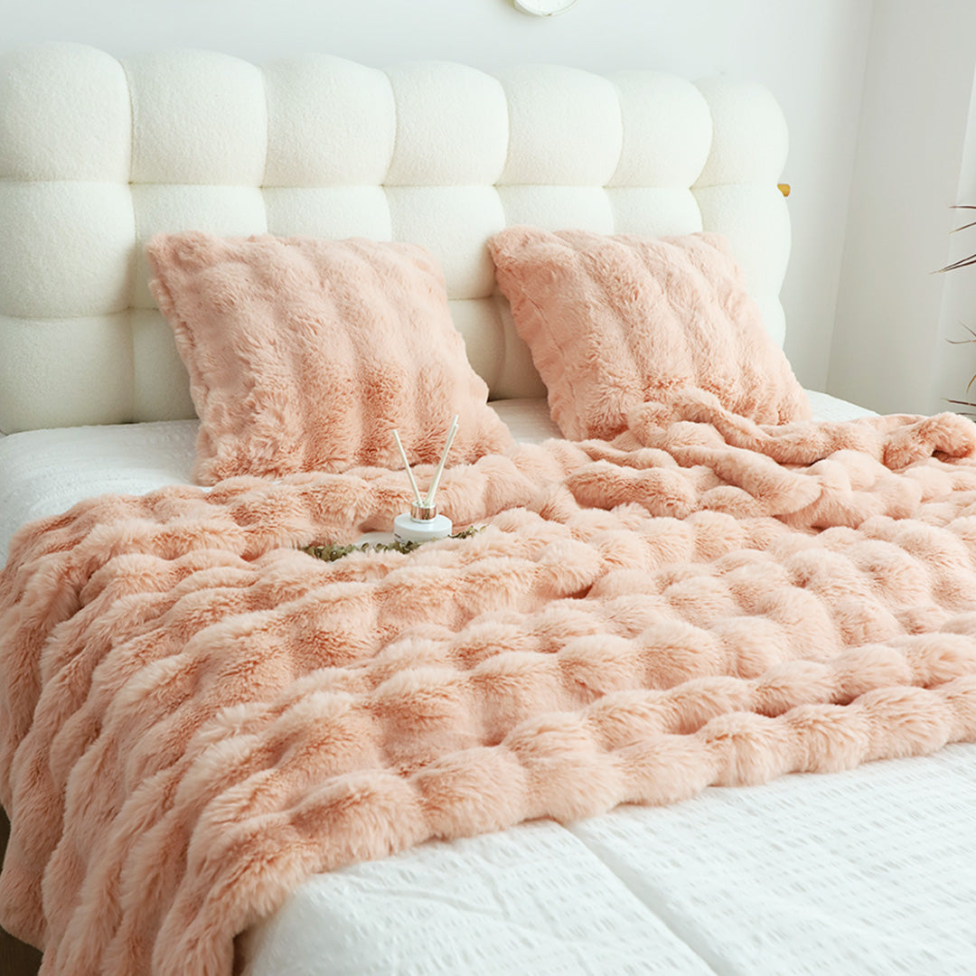 SOGA 2X 60X200cm Throw Blanket Pink Double Layer Rabbit Fur Cozy Comfort with Stylish Decor