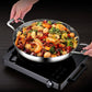 Soga 36cm Flat Base Seafood Dry Pot in Elegant Silver Finish with Durable for Kichen Essential