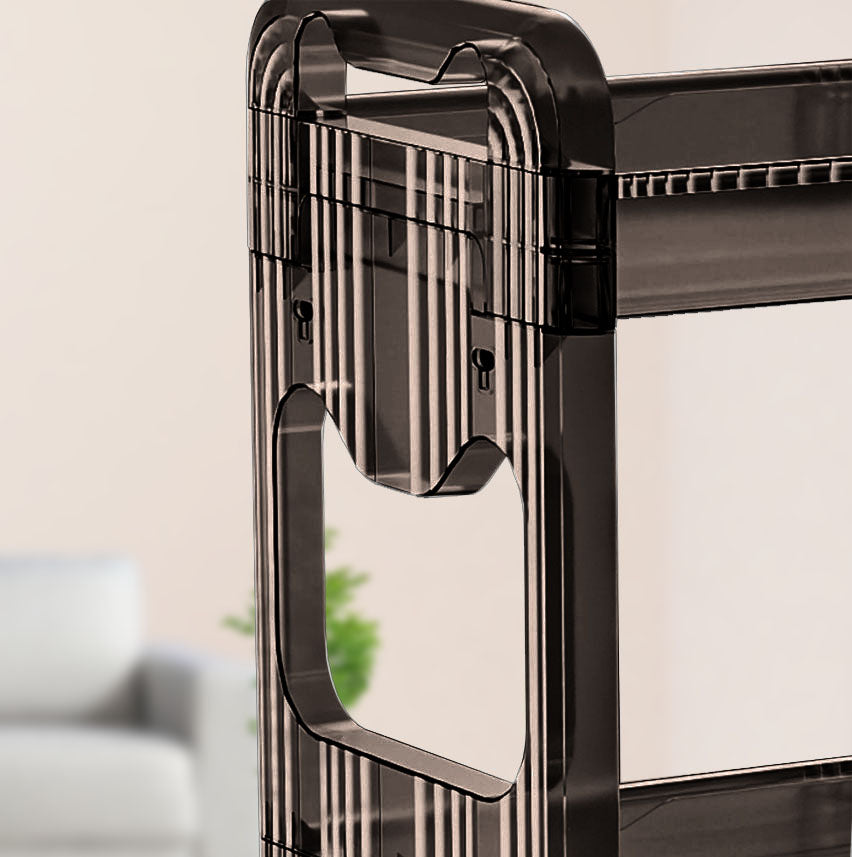 SOGA 2X 38x24cm Black 3 Tier Bookshelf & Cosmetic Storage Organizer Trolley Rack