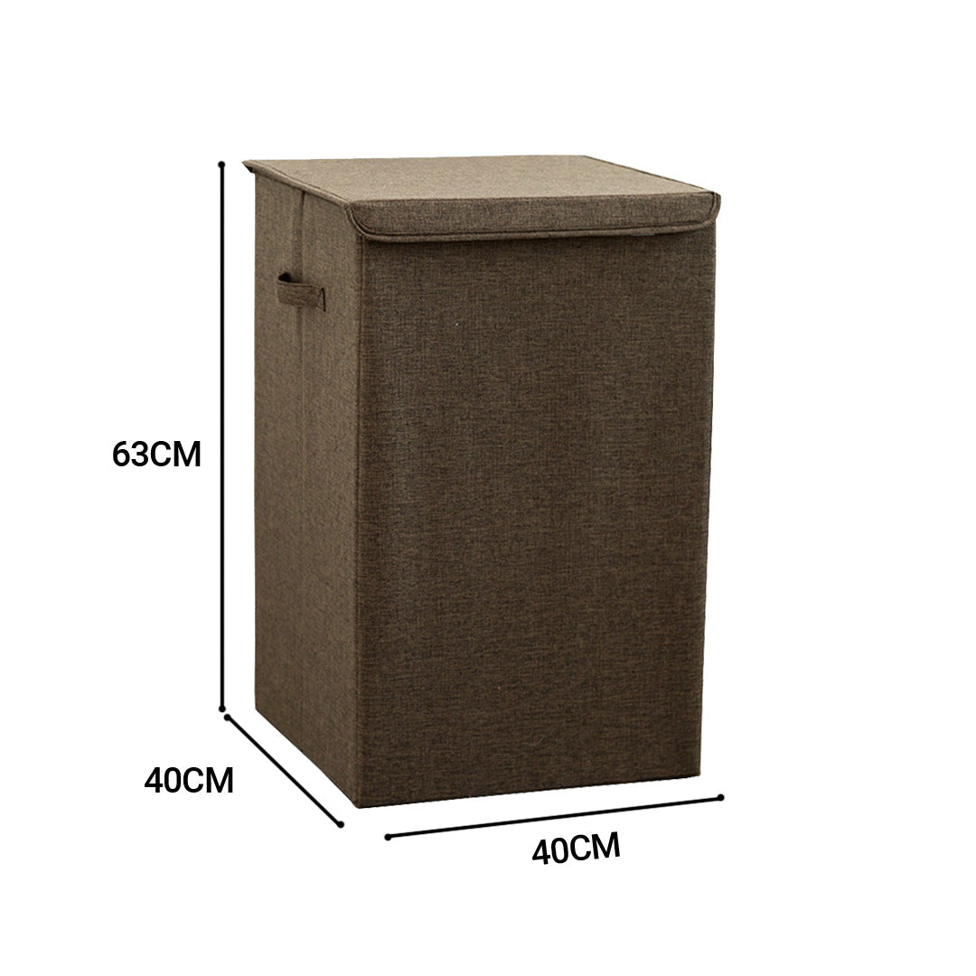 SOGA 2X Coffee Large Collapsible Laundry Hamper Storage Box Foldable Canvas Basket Home Organiser Decor