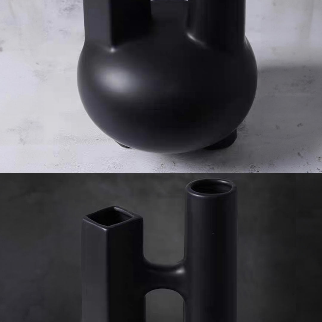 SOGA 2X Ornament Modern Geometric Vase Minimalist Double Tube Abstract Sculpture for Home Décor