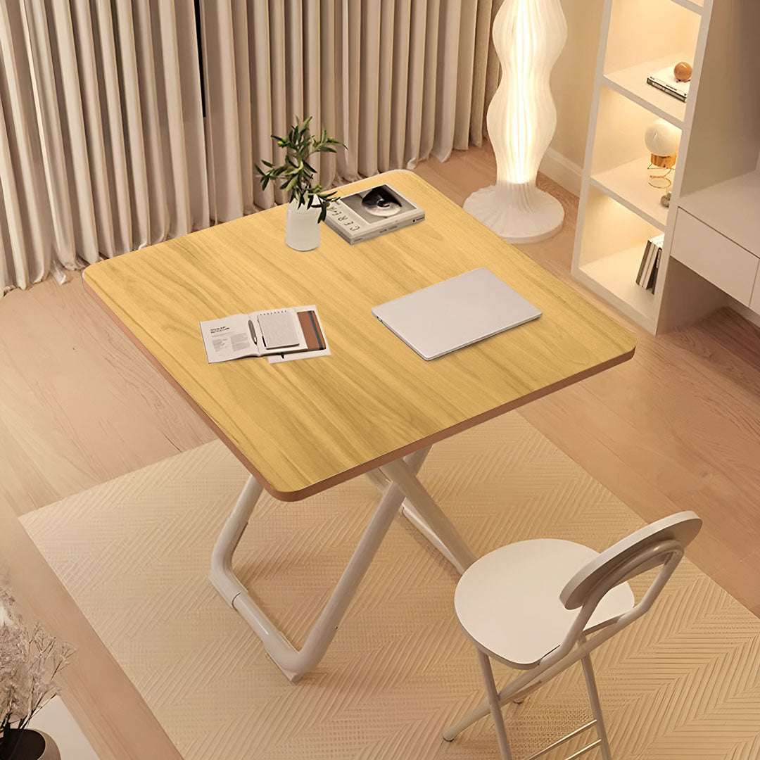 SOGA 2X 80cm Wood Color Board Square Table with White Legs Modern and Stylish Design for Home Decor