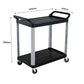 SOGA 2 Tier Food Trolley Portable Kitchen Cart Multifunctional Big Utility Service with wheels 845x430x940mm Black