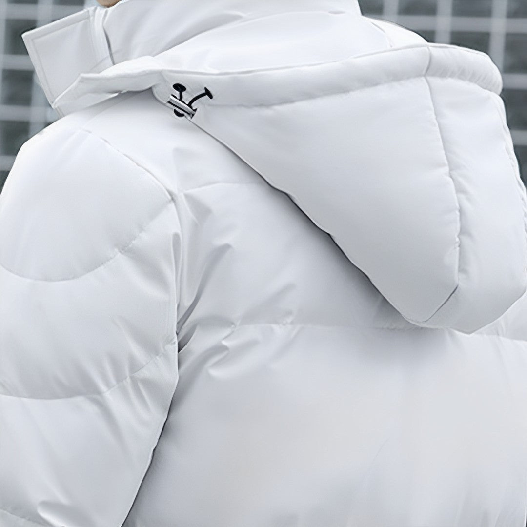 abbee White Large Winter Hooded Overcoat Long Jacket Stylish Lightweight Quilted Warm Puffer Coat