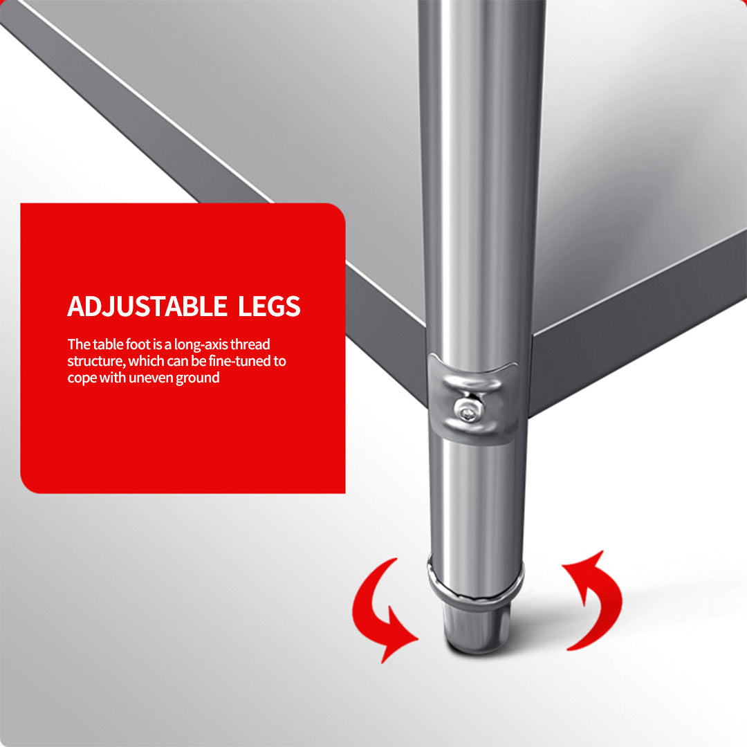 SOGA 100*70*85cm Commercial Catering Kitchen Stainless Steel Prep Work Bench