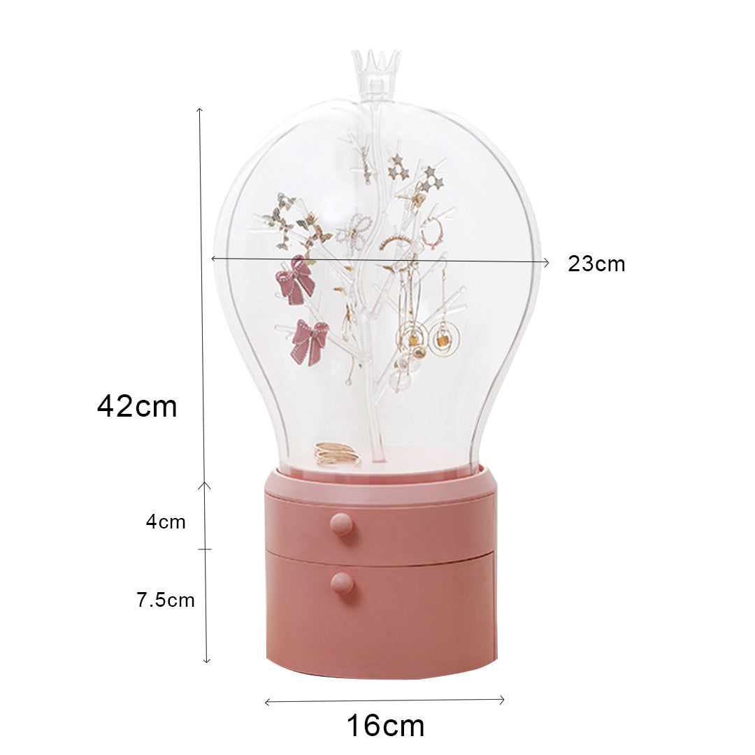 SOGA Pink 360 Degree Rotating 2 Layered Jewelry Storage Box Waterproof Dustproof Accessories Organiser