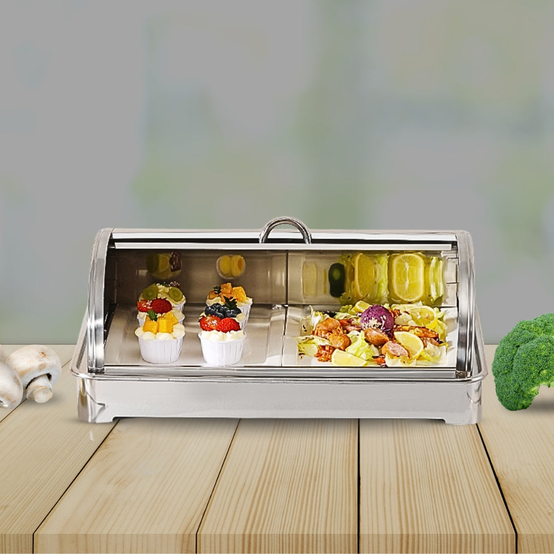 SOGA 59x38.5cm Silver Color Ceramic Serving Bowl Chafing Dish for Kitchen Essential