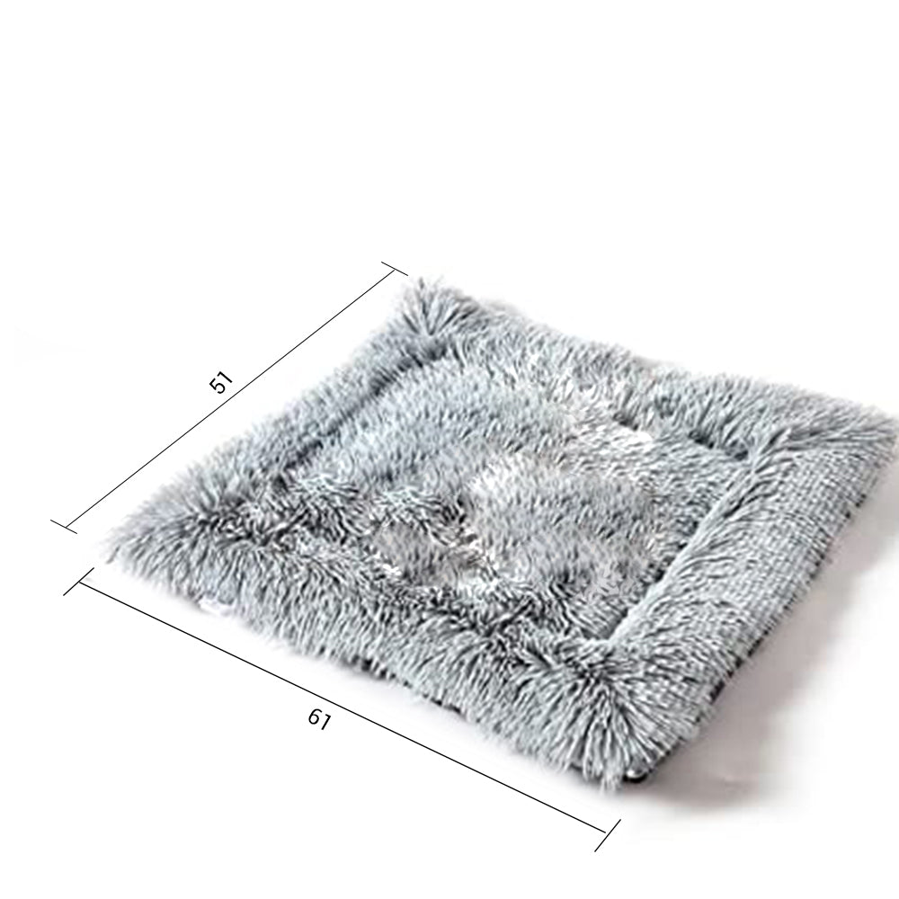 SOGA 2X Black Dual-purpose Cushion Nest Cat Dog Bed Warm Plush Kennel Mat Pet Home Travel Essentials