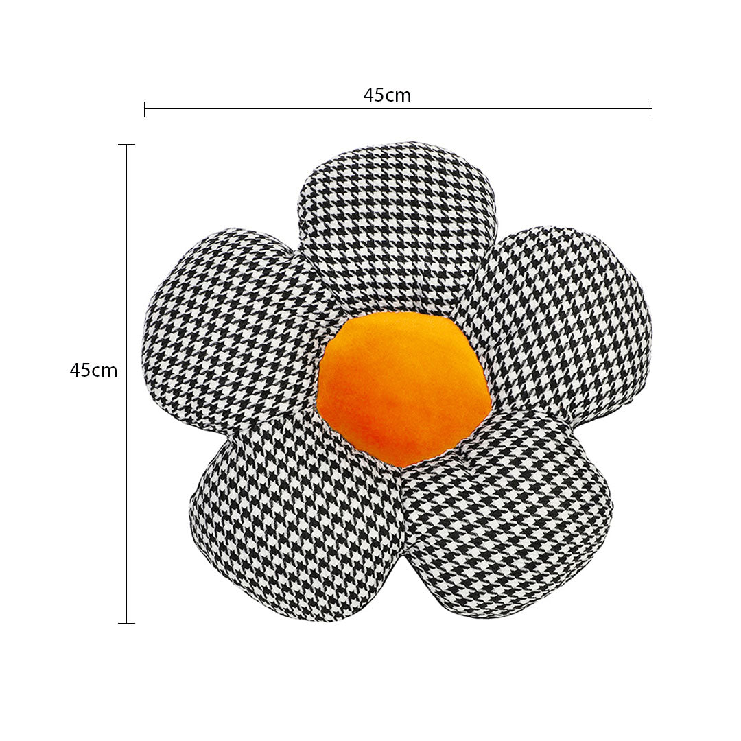 SOGA 2X Black Flower Cushion Shaped for Floor and Sitting Throw Pillow