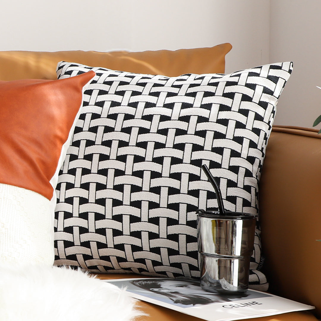 SOGA 50cm Black & White Pattern Throw Pillow Thick Comfort Pro Polyester Fiber Cotton for Home Decor