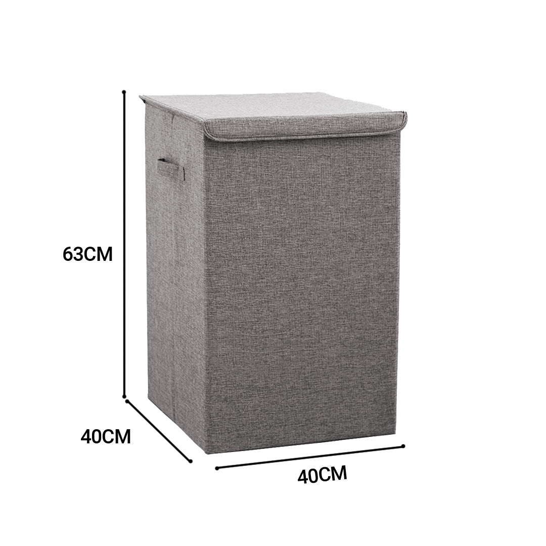 SOGA 2X Grey Large Collapsible Laundry Hamper Storage Box Foldable Canvas Basket Home Organiser Decor