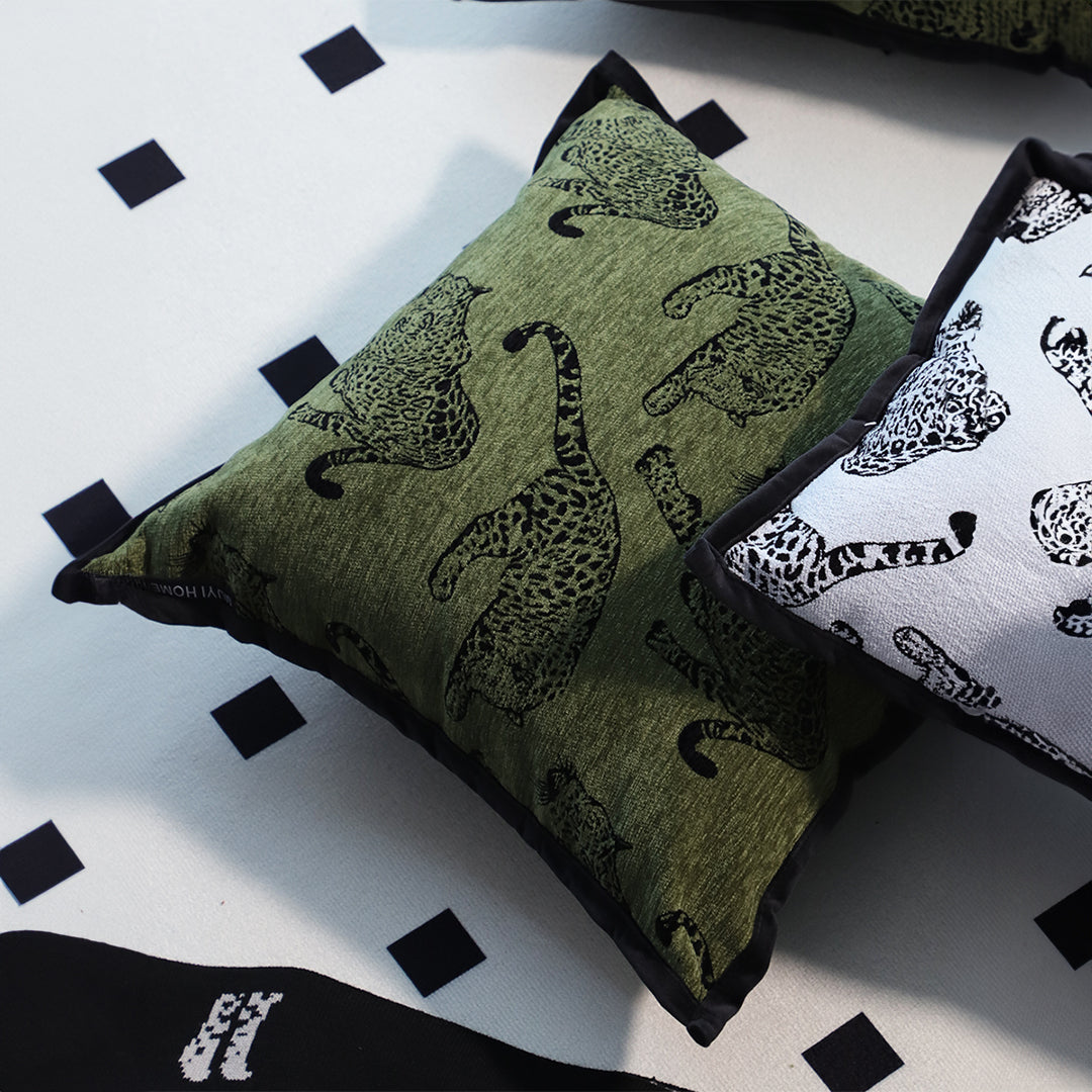SOGA 2X 40cm Throw Pillow Green Leopard Square Retro Decorative Cushion for Living Room