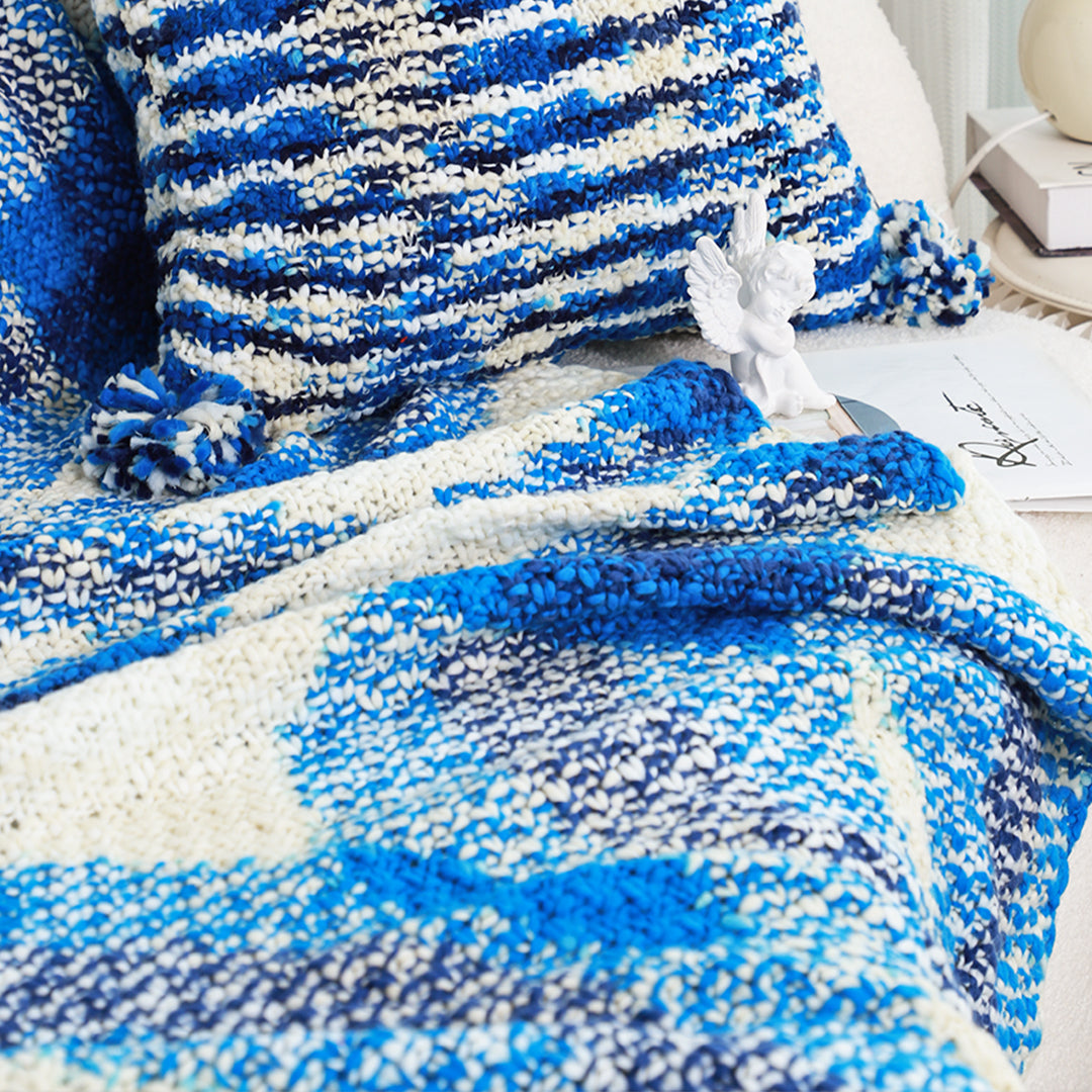 SOGA 2X 90x200cm Throw Blanket Blue Deep Sea Gradient Dyed Art Stylish Decorative Cozy
