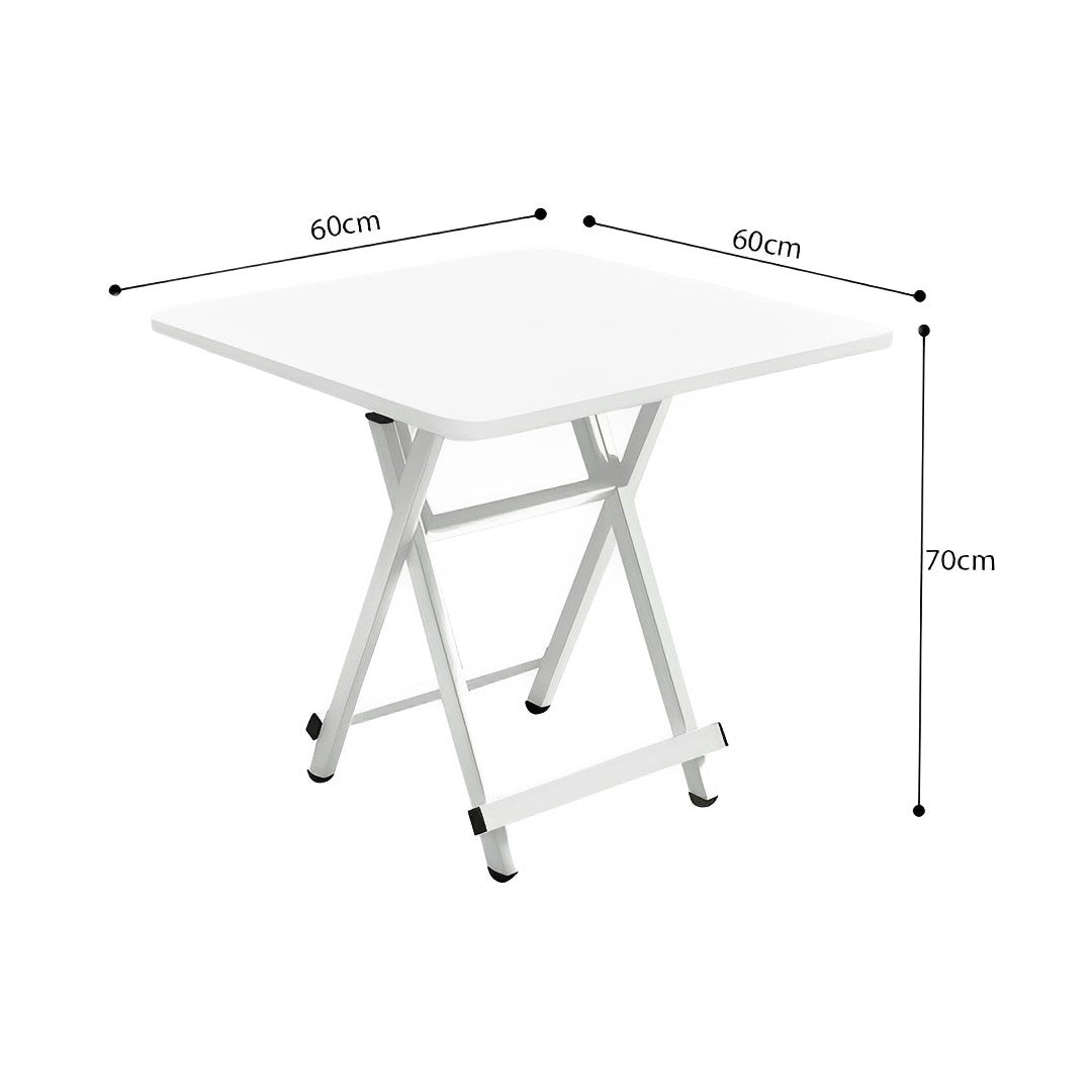 SOGA White Dining Table Portable Square Surface Space Saving Folding Desk with Lacquered Legs Home Decor