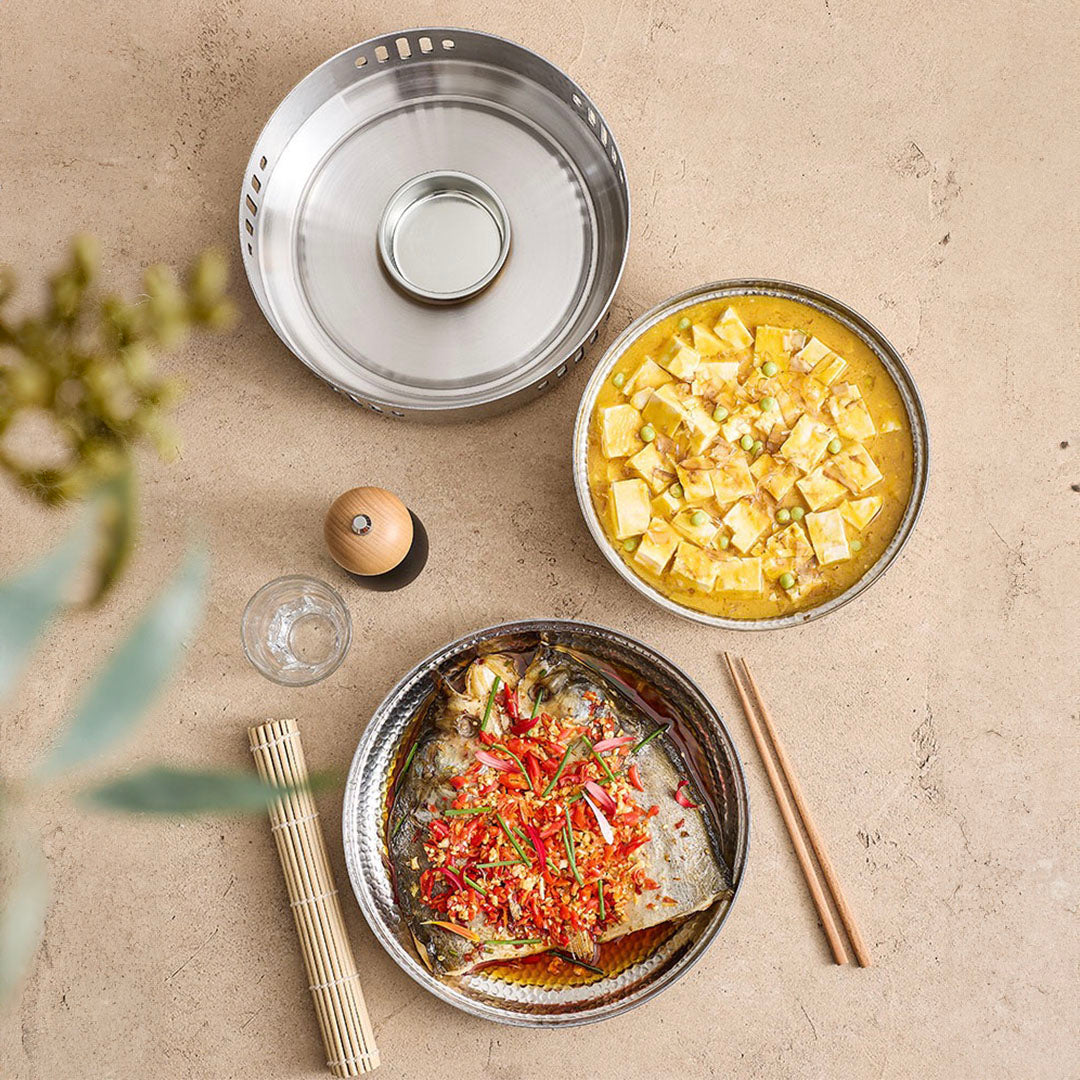 SOGA 26cm Dry Pot with Hammered Texture Natural Silver Color, a Kitchen Essential