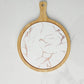 SOGA 2X 30cm White Circle Wooden Serving Tray Slate Steak Serving Platter Chopping Board Paddle Home Decor