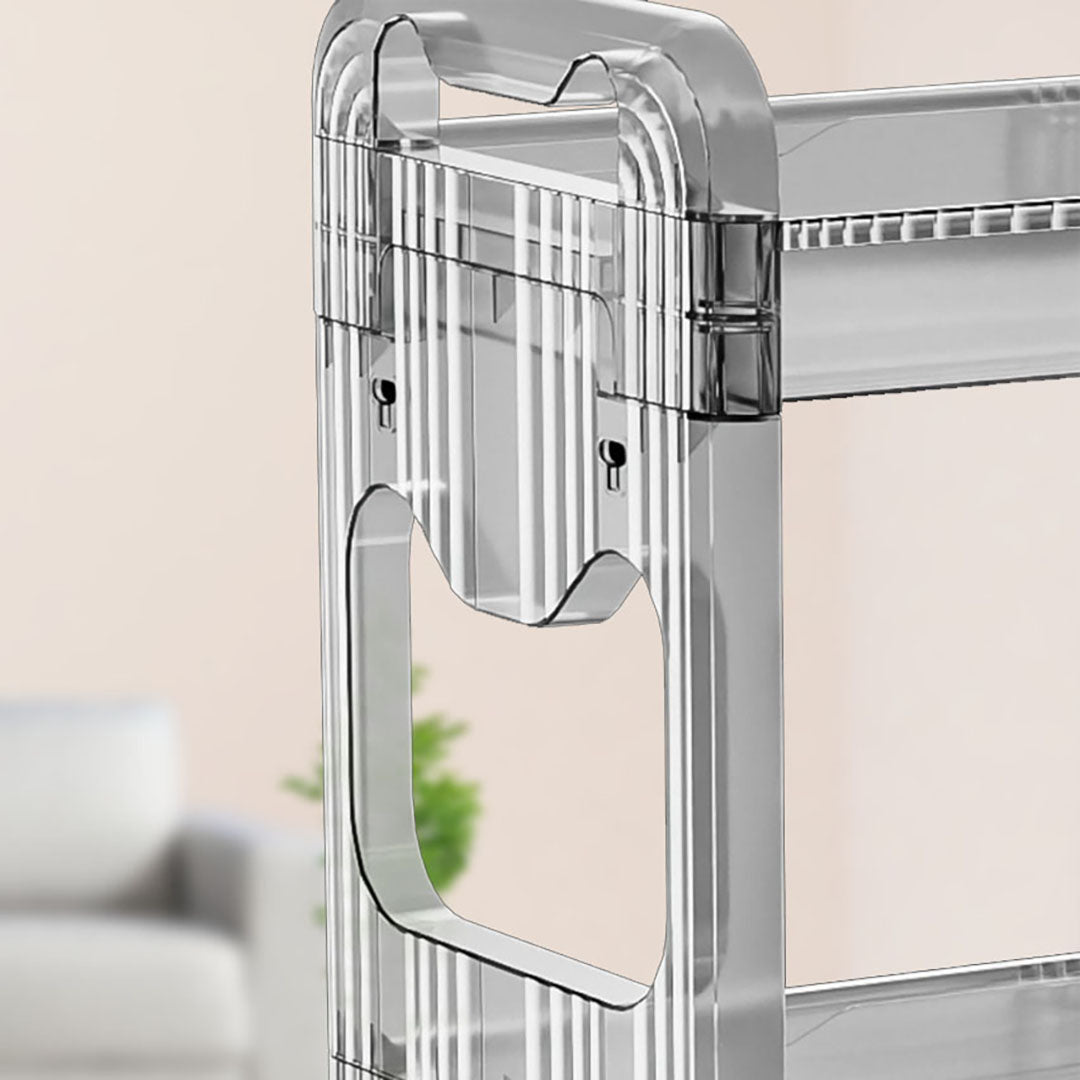 SOGA 38x24cm Clear 3 Tier Bookshelf & Cosmetic Storage Organizer Trolley Rack