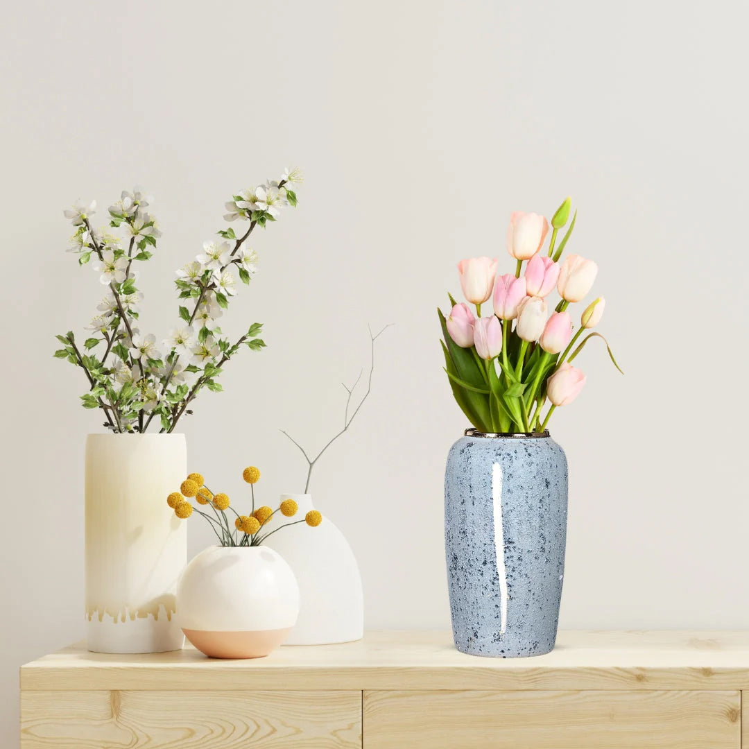 SOGA 35x17cm Grey Large Ceramic Flower Vase Elegant Living Room Home Decor