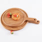 SOGA 2X 6inch Blonde Round Premium Wooden Serving Tray Board Paddle with Handle Home Decor